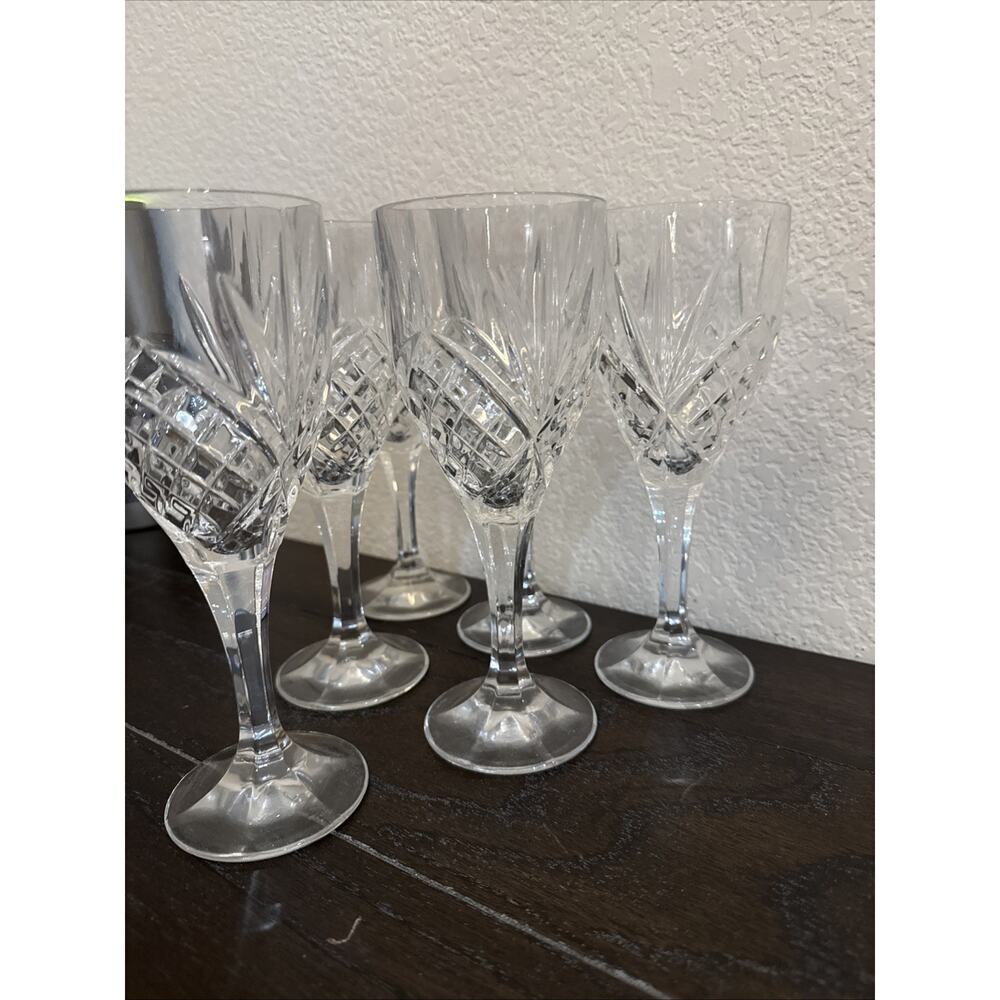 Vtg Godinger Shannon Crystal Wine Goblet Glasses Set of 6 Pristine 8”H Dublin - Picture 3 of 5